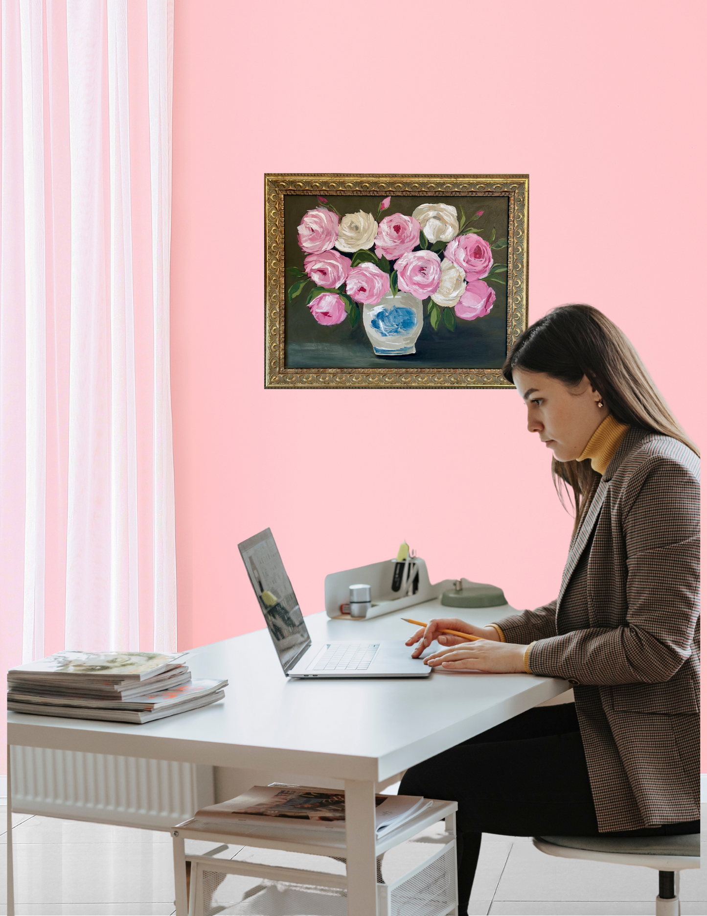 BLUSHING ROSES Original Painting